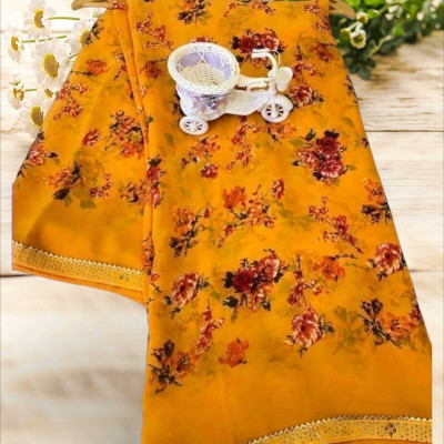 AGV Printed Bandhani Chiffon Saree(Yellow)