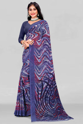 Leelavati Printed Daily Wear Chiffon Saree(Blue)