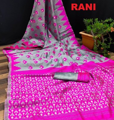 KRIYANSH Woven, Printed, Applique, Embellished Banarasi Jacquard, Cotton Silk Saree(Pink)