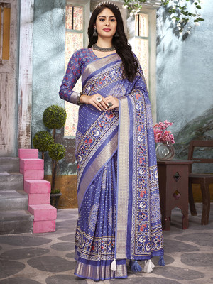 Divastri Woven Bandhani Silk Blend Saree(Purple)