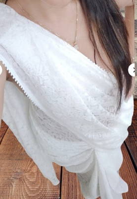 Nexafashion Dyed Bollywood Net Saree(White)