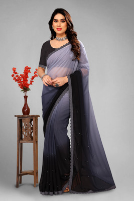 sazora Self Design Bollywood Georgette Saree(Grey)