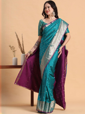 Sangria Woven Daily Wear Silk Blend Saree(Blue)
