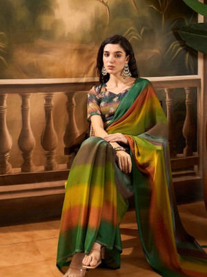Dori Solid/Plain Bollywood Silk Blend Saree(Green)