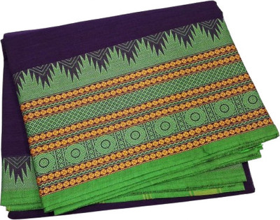 PME Temple Border, Woven Chettinadu Pure Cotton Saree(Purple)