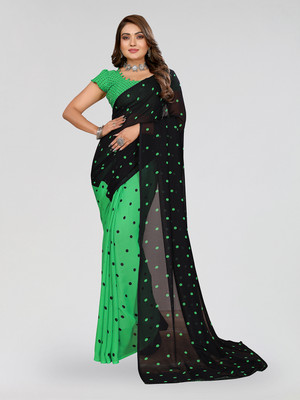 Moda Rapido Polka Print Daily Wear Georgette Saree(Green)