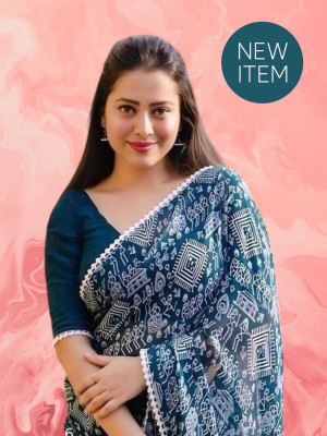 SAREEYA16 Printed Daily Wear Cotton Blend Saree(Blue)