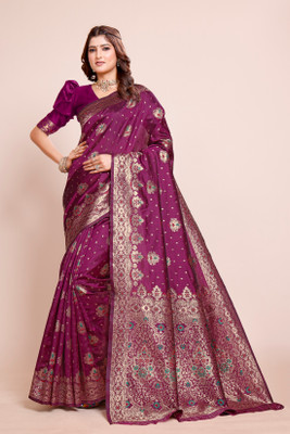 DHAYNAAND REEWA FASHION Woven Banarasi Georgette Saree(Magenta)