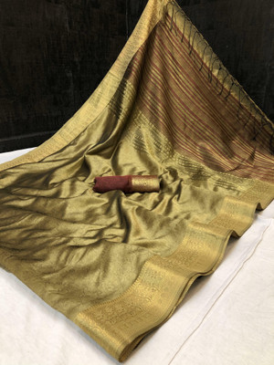 Niwaa Printed, Self Design, Embellished, Woven, Animal Print, Blocked Printed Banarasi Organza, Jacquard Saree(Gold)