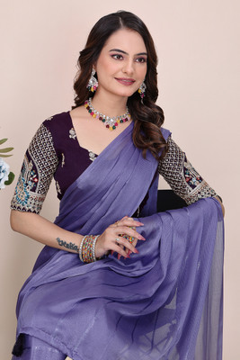 K 5 FASHION Embroidered Bollywood Georgette Saree(Purple)