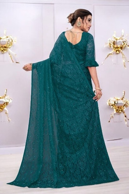 NEXA Self Design Bollywood Net Saree(Green)