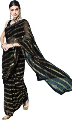 ZNENTERPRISEE Printed Banarasi Cotton Blend Saree(Black)