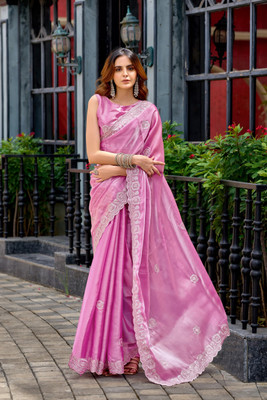 Pandadi Saree Embroidered Bollywood Chiffon Saree(Pink)