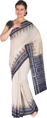handloom paridhaan Printed Sambalpuri Pure Cotton Saree(White)
