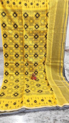 avishka Woven Jamdani Cotton Silk Saree(Yellow)