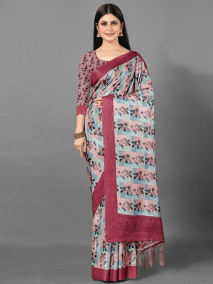 ANOUK Printed Daily Wear Silk Blend Saree(Purple)
