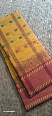 Parbati fashion Self Design Tant Pure Cotton Saree(Mustard)