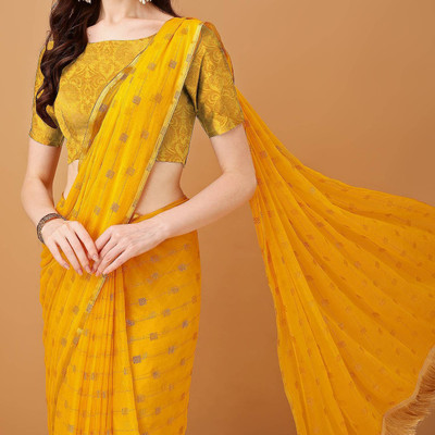 DIVYASHAKTI FASHION Printed Daily Wear Chiffon Saree(Gold)