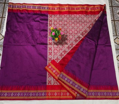 Cirkirow Printed Handloom Cotton Silk Saree(Purple)