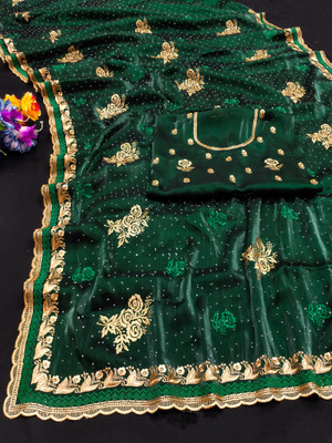 Keshav Creation Embroidered Bollywood Jimmy choo Saree(Green)