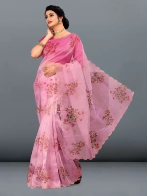 SHREE KSHETRAPAL CREATION Embroidered Handloom Organza Saree(Pink)