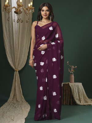 Sareemall Embroidered Bollywood Georgette Saree(Magenta)