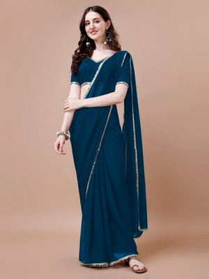 SAREEKART FAB Self Design Banarasi Georgette Saree(Blue)