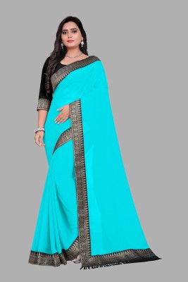 Aai shree khodiyar Self Design Daily Wear Georgette Saree(Light Blue)