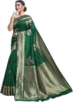 SWAMI STUDIO Self Design Banarasi Art Silk Saree(Green)