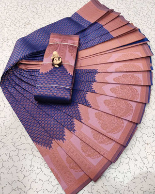 FAB WOVEN Self Design Banarasi Art Silk Saree(Blue)