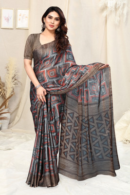 MIRCHI FASHION Printed Daily Wear Chiffon, Georgette Saree(Grey)