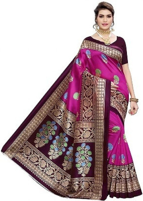 HouseOfCommon Striped Chanderi Lycra Blend Saree(Brown)