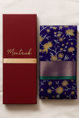 Montauk Fabians Floral Print, Woven Banarasi Polyester Saree(Purple)