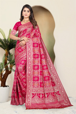 SuratSareeMall Woven, Self Design Banarasi Nylon Saree(Pink)