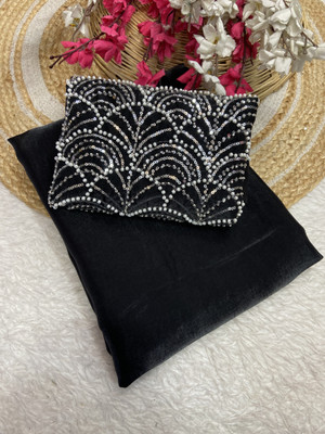 ShopGlobal Embellished Bollywood Art Silk Saree(Black)