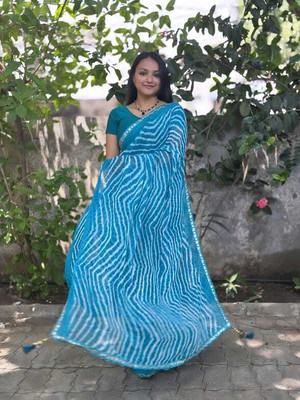 Amavii Printed Bollywood Georgette Saree(Light Blue)