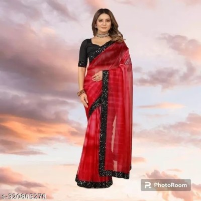 Vragi Printed Bollywood Chiffon Saree(Red)