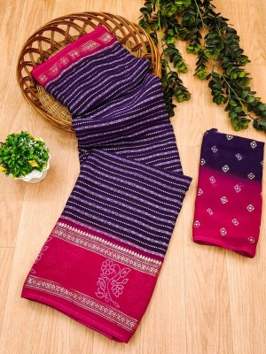 vaanisri Printed Bollywood Georgette Saree(Purple)