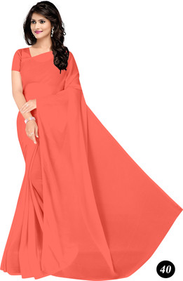 STAVA CREATION Solid/Plain Bollywood Georgette Saree(Multicolor)
