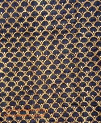 Shantuba textiles Embroidered Banarasi Silk Blend Saree(Black)