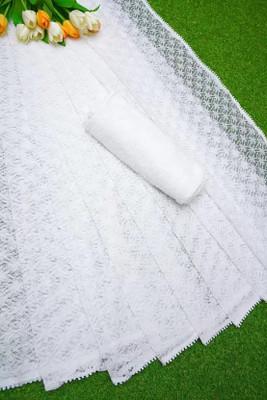 Aarya creation Self Design Bollywood Net Saree(White)