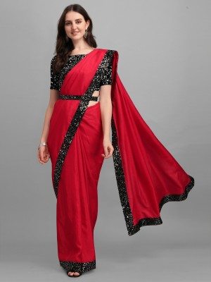 Sakifashion Embroidered Bollywood Pure Silk Saree(Red)