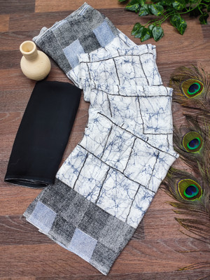 Anand Sarees Striped, Geometric Print Daily Wear Georgette Saree(Black, White)