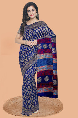 AARTI FASHION Printed Ikkat Pure Cotton Saree(Multicolor)