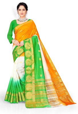 Baju Bandh Embellished Bollywood Silk Blend Saree(Multicolor)