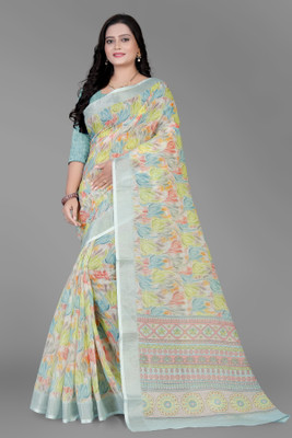 SJY Printed Bollywood Linen Saree(Multicolor)