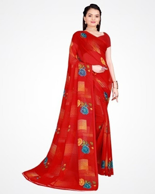 Saadhvi Printed Bollywood Georgette Saree(Red)