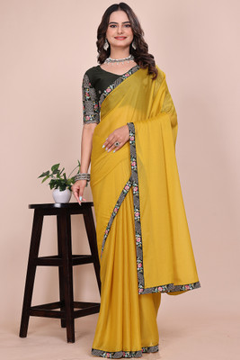 Zenophily Woven Bollywood Georgette Saree(Yellow)