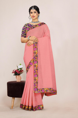 manish Solid/Plain Bollywood Silk Blend, Art Silk Saree(Pink)