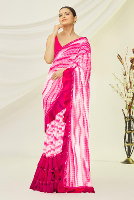 Georgette Saree Printed Bollywood Georgette, Chiffon Saree(Pink)